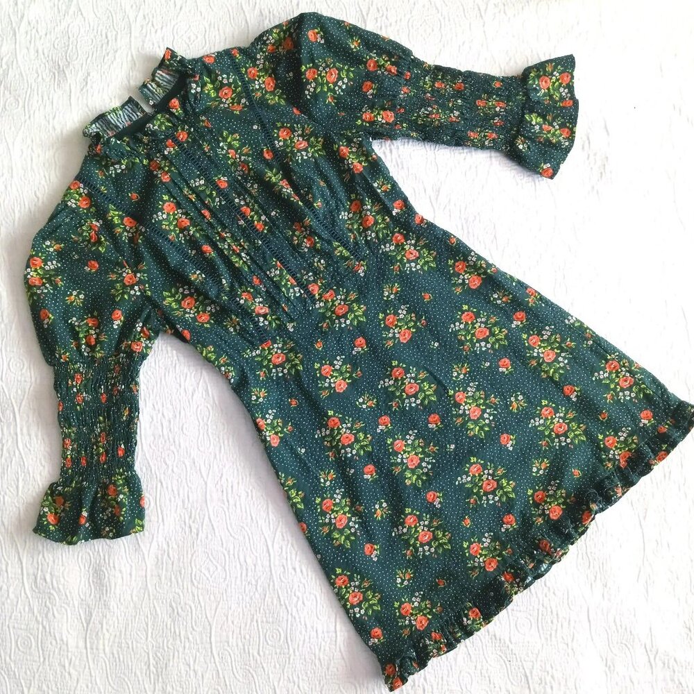 Laura Ashley x Urban Outfitters Maisy Green Floral Mini Dress